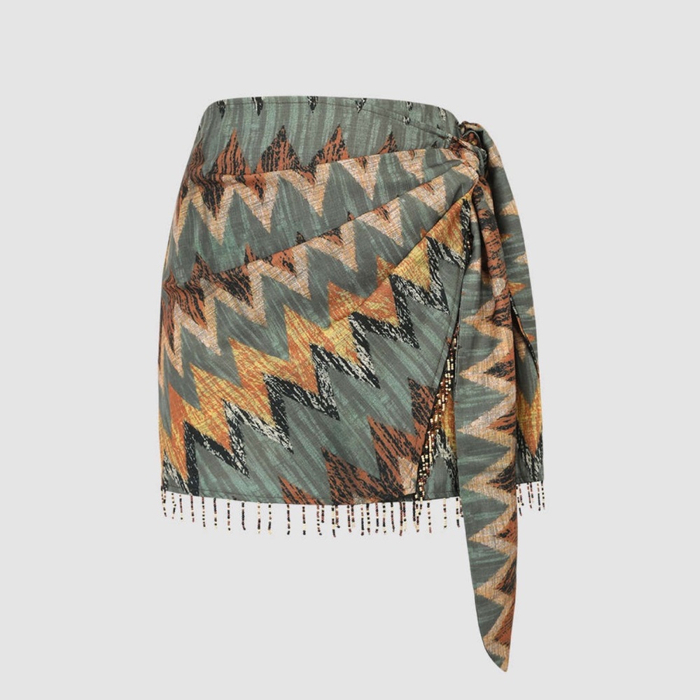 Printed Knot Mini Skirt